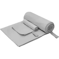 vidaXL Sporthanddoek Set 2 st Grijs 50 x 30 cm, 200 x 100 cm