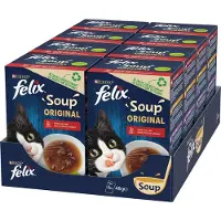Felix 8x Soup Vlees Selectie - Kattenvoer Natvoer - 6x 48 g