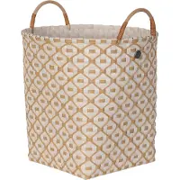 Handed By - Opbergmand met hengsels - Opberger - Mand - Woonkamer - Kinderkamer - Badkamer - Decoratief - Ivy & Rose large - champagne met ecru patroon