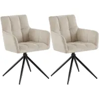 CLP Jonah Set van 2 eetkamerstoelen - met armleuning - klassiek - Draaibare - 180° automatisch terugdraaimechanisme - stof - Stof/creme