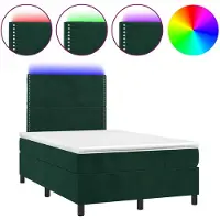 vidaXL Boxspring met matras en LED fluweel donkergroen 120x200 cm
