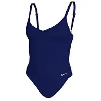 Nike V-neck Swimsuit Blauw M Vrouw