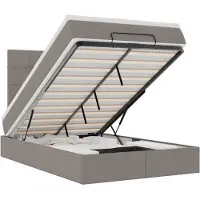 vidaXL Ottoman bed met matras en LED's 120x200cm stof taupe