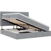 vidaXL Opslag bed met matras met opslag Lichtgrijs 160 x 200 cm Stof