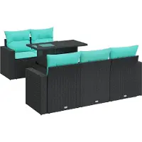 vidaXL 6-delige Loungeset met kussens poly rattan acacia zwart