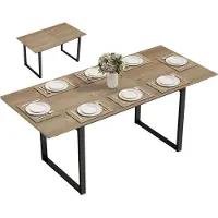 HOMCOM Uitschuifbare eettafel, 140/180 x 80 cm, eettafel voor 6-8 personen, naturel