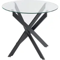 Vente-unique Ronde eettafel 2 personen van gehard glas en zwart metaal - Transparant - COSIMA