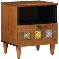 vidaXL Nachtkastje met lade Bruin 40 x 33 x 46 cm Massief Mango Hout