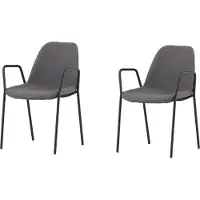 Ebuy24 2 x Klädesholmen eetkamerstoel met armleuningen donkergrijs.