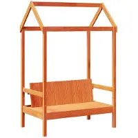 vidaXL Bank met dak 117,5x70x176,5 cm massief grenenhout wasbruin
