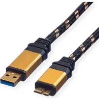 Roline GOLD USB 3.2 Gen 1 kabel, USB-A naar Micro-B, recht/recht, verpakt in retailverpakking, 0,8 meter