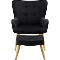Loft 24 Coco-Fauteuil & Kruk - Zwart Fluweel