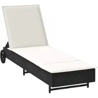 vidaXL Ligbed met wielen en kussen poly rattan zwart