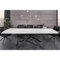 Invicta Uitschuifbare eettafel MIKADO 180-230cm wit keramiek zwart sterrenframe - 46495