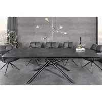 Invicta Uitschuifbare eettafel MIKADO 180-230cm grafiet keramiek zwart ster onderstel - 46496