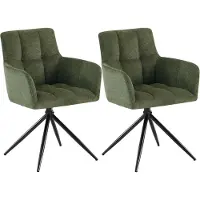 CLP Jonah Set van 2 eetkamerstoelen - met armleuning - klassiek - Draaibare - 180° automatisch terugdraaimechanisme - stof - Stof/groen