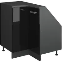 Vicco R-Line Hoekkeukenkast voor schuine wand – 75.6 cm met 1 deur Zwart hoogglans