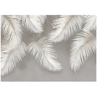 WALLARENA - Fotobehang - 250x175 cm - bladeren, hangende veren, beton, muurdecoratie, slaapkamer, woonkamer