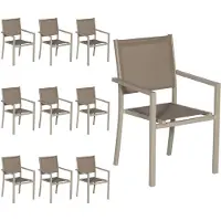 Happy Garden Set van 10 taupe aluminium stoelen - textilene taupe