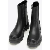 WITTCHEN Dames Leren Plateau Laarzen Zwart Natuurlijk Leer