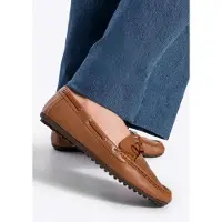 WITTCHEN Dames Leren Mocassins met Bandje, Bruin, Natuurlijk Leer