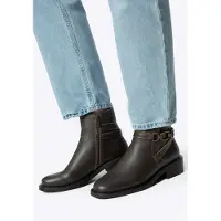 WITTCHEN Dames Leren Chelsea Boots met Decoratieve Ketting, Bruin, Natuurlijk Leer