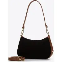 WITTCHEN Dames Baguette Handtas met Kunstbont Klein Zwart en Bruin Kunstleer