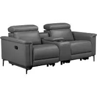 Notio Living Lund - Dubbele relaxfauteuil met handmatige functie in PU grijs (97 x 194 x 100 cm)
