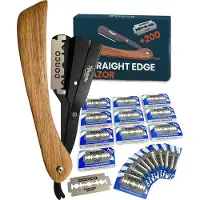 Merkloos Barbiersmes met 200 Scheermesjes - Klassiek Open Scheermes - Barber Mes - Shavette - Straight Razor - Klapmes - Nekmes - Kappersmes