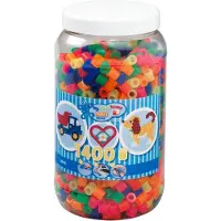 Hama - Maxi Strijkkralen in pot - Mix neonkleuren - 1400 stuks