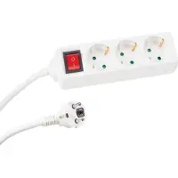 Perel Stekkerdoos - 3 Stopcontacten type F - Schakelaar 3 m kabel - Wit