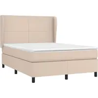 vidaXL Boxspring met matras kunstleer cappuccinokleurig 140x200 cm