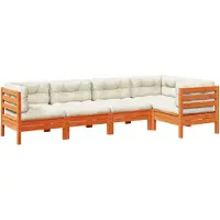 vidaXL 5-delige Loungeset met kussens massief grenenhout wasbruin