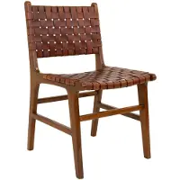 House Nordic Eetkamerstoel leer Bruin - Houten Frame - 53x51x87cm