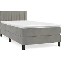 vidaXL Boxspring met matras fluweel lichtgrijs 100x200 cm