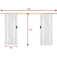Vente-unique Dubbele schuifdeur met klamplaagsysteem in hout en MDF - Wit - 2 x H205 x L83 cm - NEFARA