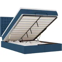 vidaXL Ottoman bed met matras 140x190cm stof blauw