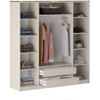 Vente-unique Kast met 4 deuren - L200 cm - Beige en goudkleurig - VUKIA