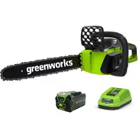 Greenworks 40V Elektrische Kettingzaag - Kettingsnelheid: 12 m/s - Koolborstelloze motor - Kettingzaag – Snoeizaag - Incl. 1x 4Ah batterijen + 1x oplade - Groente