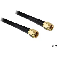 DeLOCK RP-SMA (m) - RP-SMA (m) kabel - LMR195/RF195 - 50 Ohm / zwart - 2 meter