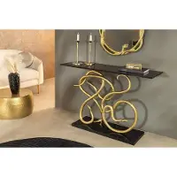 Invicta Extravagante consoletafel WILDLIFE SNAKE 115 cm zwart goud marmeren slangensculptuur - 45030