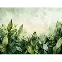 WALLARENA - Fotobehang - 350x250 cm - groene bladeren natuur beton voor slaapkamer en woonkamer