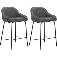 Loft 24 Oline-Barkruk - Set van 2 - Antraciet Stof
