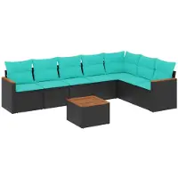 vidaXL 8-delige loungeset voor de tuin met kussens, zwart kunststof vlechtwerk