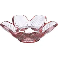 B Living Glazen Waxinehouder – Bloemvorm – Roze Transparant - Ø12 H3 cm