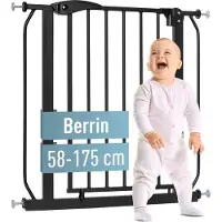Ib style Berrin XS Traphekje - Veiligheidshekje - Zonder Boren - Klembevestiging - Auto Close - 90° Stop - 58-66 cm - ZWART