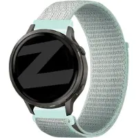 Bandz Nylon loop bandje (18mm) - Geschikt voor Garmin Vivoactive 4s / Vivomove 3s / Venu 2s / Venu 3s / Forerunner 255s / Forerunner 265s / Venu 4 - 41mm - Licht cyan