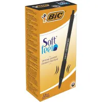 BIC Soft Feel Clic Grip balpen zwart (12 stuks)