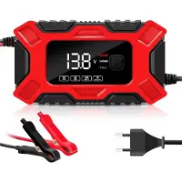 Eafc Acculader -Accu Druppellader - 12V/24V6A - Reparatiemodus - Accu Lader voor Auto / Motor / Scooter / Boot / Camper - Rood