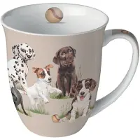 Ambiente beker-porselein-fine bone China--playing puppies-spelende pups-honden- hondenliefhebber